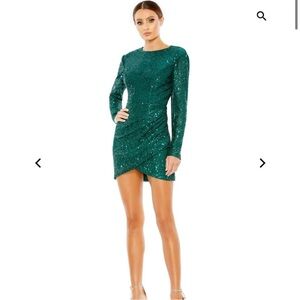 Mac Duggal Green Sequin Mini Dress